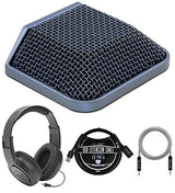 MXL AC-44 USB Condenser Microphone - Compatible with Windows and Mac (Blue) Bundle with Blucoil 3-FT USB 2.0 Type-A Extension Cable, 5-FT Audio Aux Cable, and Samson SR350 Over-Ear Stereo Headphones