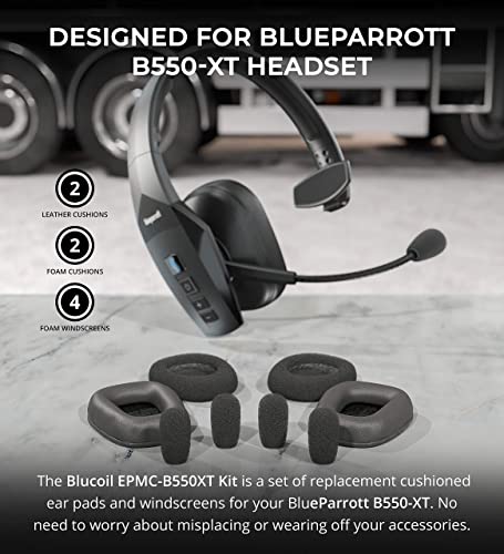 BlueParrott B550-XT Voice-Controlled Bluetooth Headsets (2-Pack) for iOS/Android Bundle with 2-Pack of Blucoil Headphone Carrying Cases, and 2-Pack of Replacement Windscreens and Ear Pads