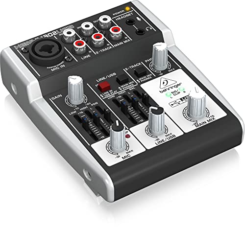 Behringer XENYX 302USB Premium 5-Input Mixer with XENYX Mic Preamp and USB/Audio Interface Black