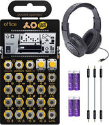 teen age engineer ing Pocket Operator PO-24 Office Percussion Drum Machine and Sequencer Bundle with Samson SR350 Over-Ear Stereo Headphones, Blucoil 3-Pack of 7" Audio AUX Cables, and 4 AAA Batteries