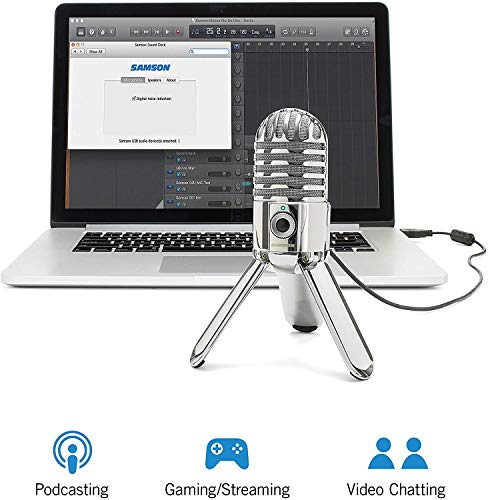 Samson Meteor Mic USB Studio Condenser Microphone with Mute Switch for Windows, Mac (Chrome) Bundle with Blucoil 6" Dimmable Selfie Ring Light, and 3-FT USB 2.0 Type-A Extension Cable