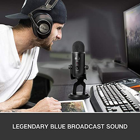 Blue Yeti USB Microphone for Podcasting, Skype/VOIP Calls, Recording, Live Streaming on Windows and Mac (Blackout) Bundle with Downloadable Sherpa App, and Blucoil Boom Arm Plus Pop Filter