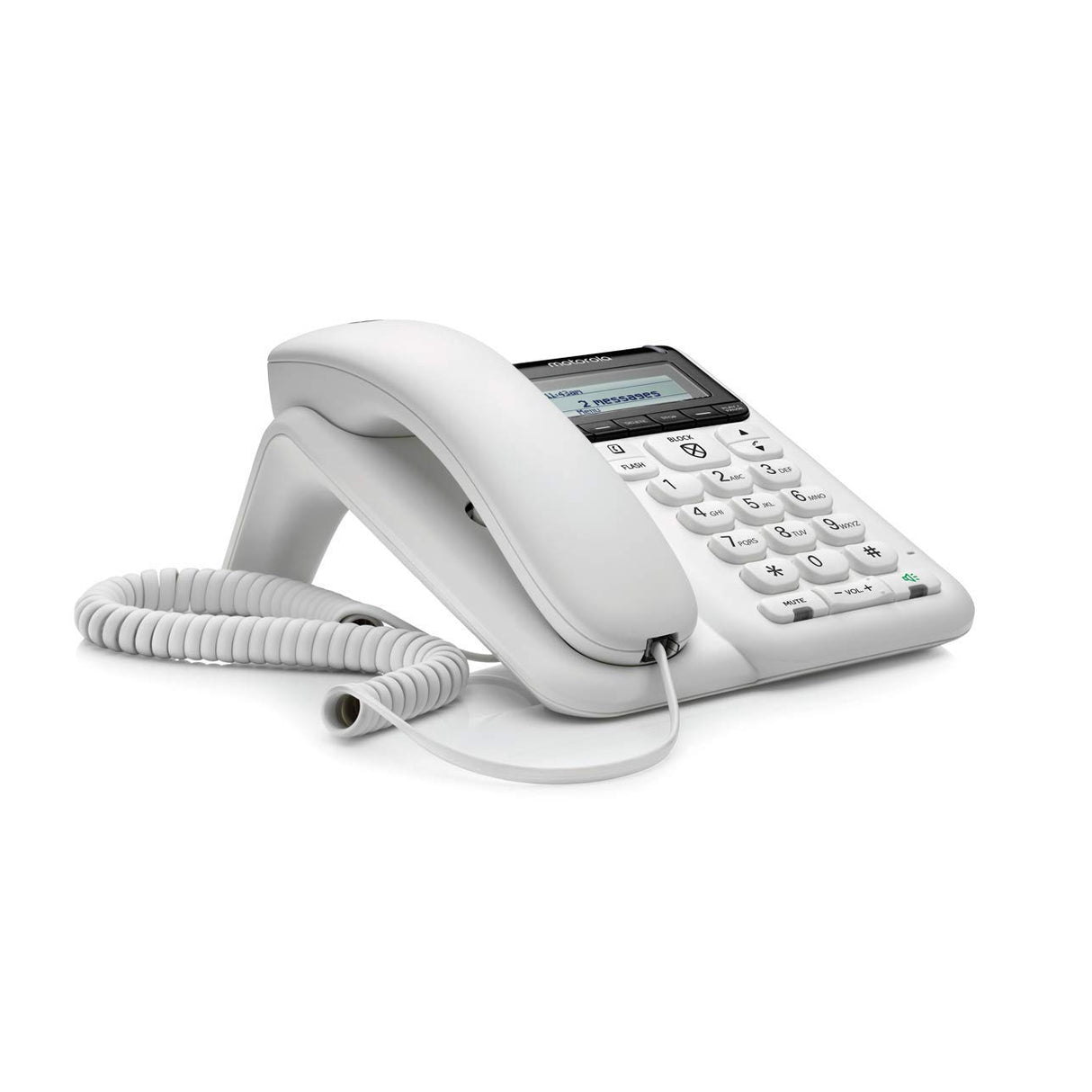 Motorola CT610 Corded Telephone with Answering Machine and Advanced Call Blocking, White,