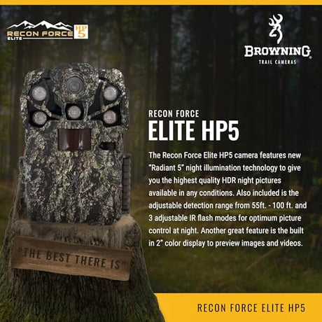 Browning Trail Cameras Recon Force Elite HP5 - BTC-7E-HP5 - Game Camera, Wildlife Motion-Activated Camera