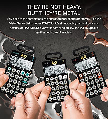 teenage engineering PO-30 Pocket Operator Metal Series Super Set Bundle with 3-Pack of CA-X Silicone Cases, and 3-Pack of 7" Audio Aux Cables (Renewed)