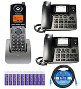 Motorola ML1000 DECT 6.0 4-Line Business Phone System with Digital Receptionist Bundle with ML1100 Wireless Desk Phone, ML1200 Cordless Handset, Blucoil 10-FT 1 Gbps Cat5e Cable and 10 AAA Batteries