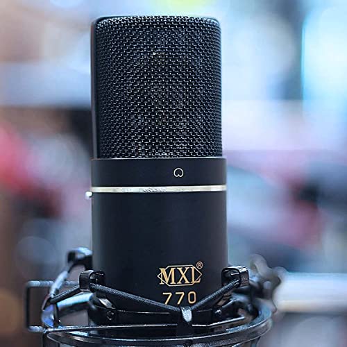 MXL 770 Cardioid Condenser Microphone for Recording Vocals, Pianos, Guitars, and String Instruments (Black, 2-Pack) Bundle with Blucoil 10-FT Balanced XLR Cables (2-Pack)