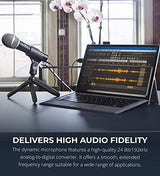 Audio Technica ATR2100x-USB Cardioid Dynamic Microphone (ATR Series) Bundle with Blucoil USB Audio Interface for Windows and Mac, Pop Filter, USB-A Mini Hub, 10' XLR Cable, and Samson SR350 Headphones