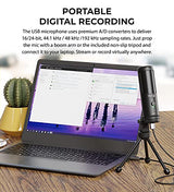 blucoil USB Cardioid Condenser Microphone with Built-in Headphone Jack, Volume Control, Mute Button for Windows, Mac, Linux, and Chrome Bundle with 1080p USB Webcam, 6" Ring Light, and USB-A Mini Hub