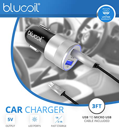 blucoil BlueParrott B650-XT Noise Cancelling Bluetooth Mono Headset Bundle USB Wall Adapter, Car Power Adapter, 5000mAh Portable Powerbank, 3' USB Extension Cable, and 5X Cable Ties