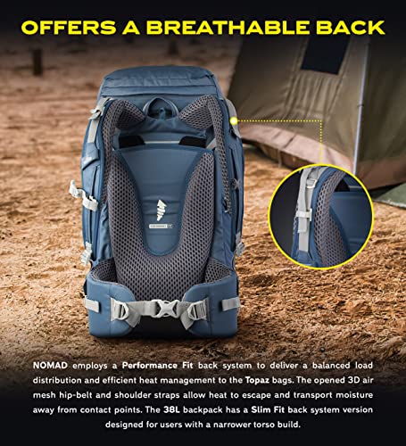 NOMAD Topaz Backpack with Rain Cover Included - Lightweight Rucksack for Multi-Day Hiking, Camping, Outdoor Sports, Traveling