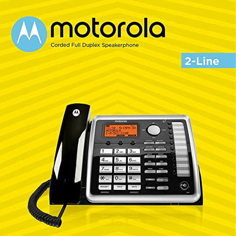 Motorola ML25260 2-Line Corded Phones with Speakerphone & Caller ID/Call Waiting (2-Pack) Bundle with ML25055 DECT 6.0 Cordless Handsets (2-Pack), Blucoil 10' Cat5e Cable, and 10 AAA Batteries