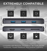 Blucoil USB Type-C Hub 7-in-1 USB C Adapter(Grey/Silver)