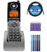 Moto rola ML1200 DECT 6.0 Expandable 4-Line Business Phone System with Voicemail, Digital Answering System, Black Bundle with Blucoil 4 AAA Batteries, 10' Cat5e Cable and 5-Pack of Reusable Cable Ties