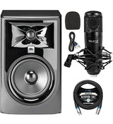 blucoil JBL Professional 305P MkII Next-Generation 5-Inch Studio Monitor (Single) Bundle Cardioid Condenser Studio XLR Microphone, and 10-FT Balanced XLR Cable