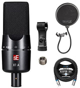 blucoil sE Electronics - X1 Series Large-Diaphragm Condenser Microphone for Vocals, Acoustic Guitar, Electric Guitars and Percussion Bundle Pop Filter Windscreen, and 10-FT Balanced XLR Cable