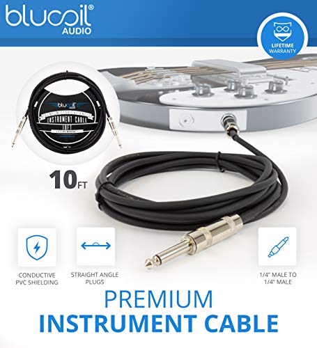 PreSonus Eris E5 2-Way 5.25" Near Field Studio Monitor, Single (Black) - RCA, 1/4" TRS, XLR Connectors Bundle with Blucoil 10' Straight Instrument Cable (1/4"), and 2-Pack of Acoustic Isolation Pads