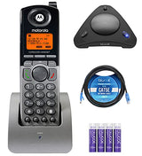 Moto rola ML1200 DECT 6.0 Expandable 4-line Business Phone System with Voicemail, Digital Answering System, Black Bundle with Blucoil 4 AAA Batteries, 10' Cat5e Cable, and USB Conference Speakerphone