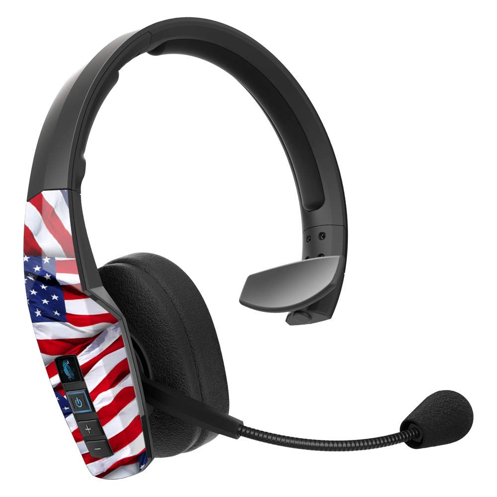 BlueParrott B450-XT Noise Canceling Bluetooth Headset with 300-FT Wireless Range for iOS and Android Bundle with MightySkins Removable Decal Sticker (Patriot), and Blucoil USB Wall Adapter