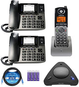 Moto rola ML1002S DECT 6.0 Expandable 1 to 4 Lines Business Phone System with Voicemail, Digital Receptionist Bundle with Blucoil 4 AAA Batteries, 10' Cat5e Cable, and USB Conference Speakerphone