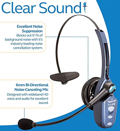 BlueParrott B250-XTS Bluetooth Headset with Noise Cancelling Microphone for iOS and Android Bundle.