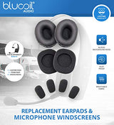 blucoil BlueParrott B350-XT Noise Cancelling Bluetooth Headsets - Updated Design for iOS/Android (2-Pack) Bundle Headphone Carrying Cases (2-Pack), and Replacement Windscreens & Ear Pads (2-Pack)