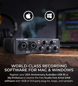 PreSonus AudioBox USB 96 25th Anniversary Audio Interface Bundle with Audio-Technica AT2020 Microphone, MediaOne M30 Monitors, Blucoil Boom Arm Plus Pop Filter, 2x Isolation Pads, and 10' XLR Cable