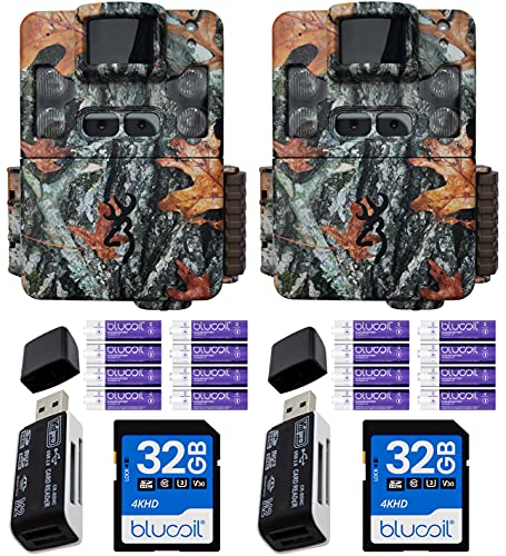 blucoil Browning Trail Cameras BTC-5PXD Strike Force Pro XD (2-Pack) Bundle with 2-Pack VidPro USB 2.0 Card Readers, 2-Pack 32GB Class 10 SDHC SD Cards 16 AA Batteries