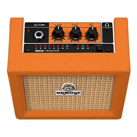 Orange Amps Crush Mini 3W Guitar Combo Amplifier Bundle with Blucoil Slim 9V Power Supply AC Adapter, 10' Straight Instrument Cable (1/4"), 2-Pack of Pedal Patch Cables, and 4x Guitar Picks