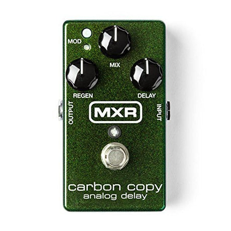 MXR M169 Carbon Copy Analog Delay Pedal Bundle with Blucoil Slim 9V 670mA Power Supply AC Adapter, 2-Pack of Pedal Patch Cables, and 4-Pack of Celluloid Guitar Picks