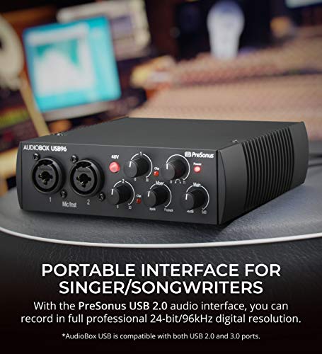 PreSonus Eris E4.5 BT Bluetooth Studio Monitors Bundle with AudioBox USB 96 Audio Interface, MXL 770 Mic, Blucoil 2X Isolation Pads, Boom Arm Plus Pop Filter, 4X 12 Acoustic Wedges, and 10' XLR Cable