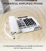 ClearSounds CSC500 Amplified Landline Phone with Speakerphone and Photo Frame Buttons - Up to 30dB Amplification, T-Coil Hearing Aid Compatible (Renewed)