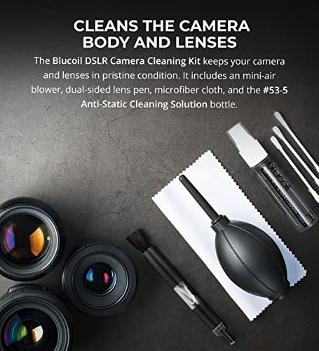 Blucoil Camera Cleaning Kit with Mini-Air Blower and Dual-Sided Lens Pen for DSLR, SLR, Mirrorless Digicam - Compatible with Canon, Nikon, Pentax, Sony, and More