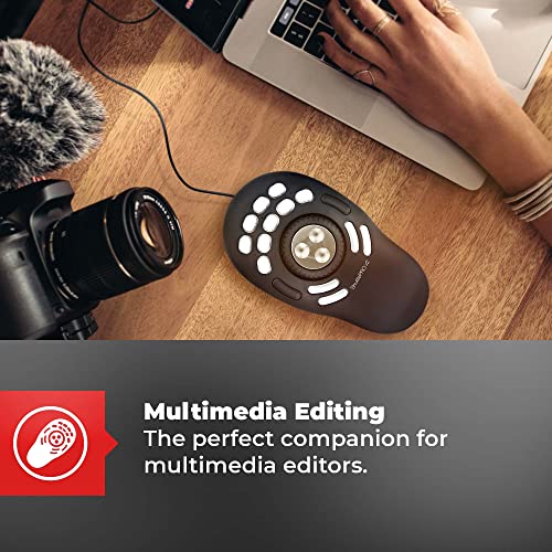 Contour Design ShuttlePRO V.2 Editing Shuttle with 15 Programmable Buttons - Ergonomic Video Editing Equipment Bundle with Blucoil 3' USB Extension Cable, USB-A Mini Hub, and Camera Cleaning Kit