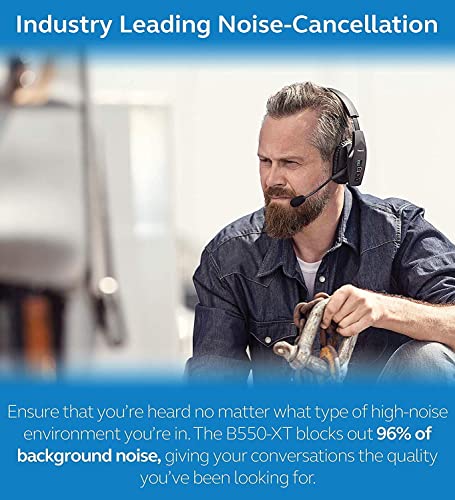 BlueParrott B550-XT Voice-Controlled Bluetooth Headsets (2-Pack) for iOS/Android Bundle with 2-Pack of Blucoil Headphone Carrying Cases, and 2-Pack of Replacement Windscreens and Ear Pads