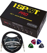 Truetone CS7 1 SPOT PRO Power Supply with 7 Isolated Outputs, 9V / 12V / 18V DC Outputs Bundle with Blucoil 10-FT Straight Instrument Cable (1/4in), and 4-Pack of Celluloid Guitar Picks