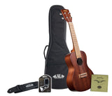 Kala KA-15T Satin Mahogany Tenor Ukulele Bundle with Gig Bag, Tuner, Strap, and Aquila Strings (4-strings)