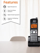 Moto rola ML25055 DECT 6.0 Accessory Handset for 2-Line Business Phone, Black Bundle with Blucoil 4 AAA Batteries, 10-FT Cat5e Network Cable with RJ45 Connectors, and USB Conference Speakerphone