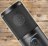 blucoil Audio-Technica ATR2500x-USB Cardioid Condenser Microphone (ATR Series) for Windows and Mac Bundle with Samson SR350 Over-Ear Stereo Headphones, Boom Arm Plus Pop Filter, and USB-A Mini Hub