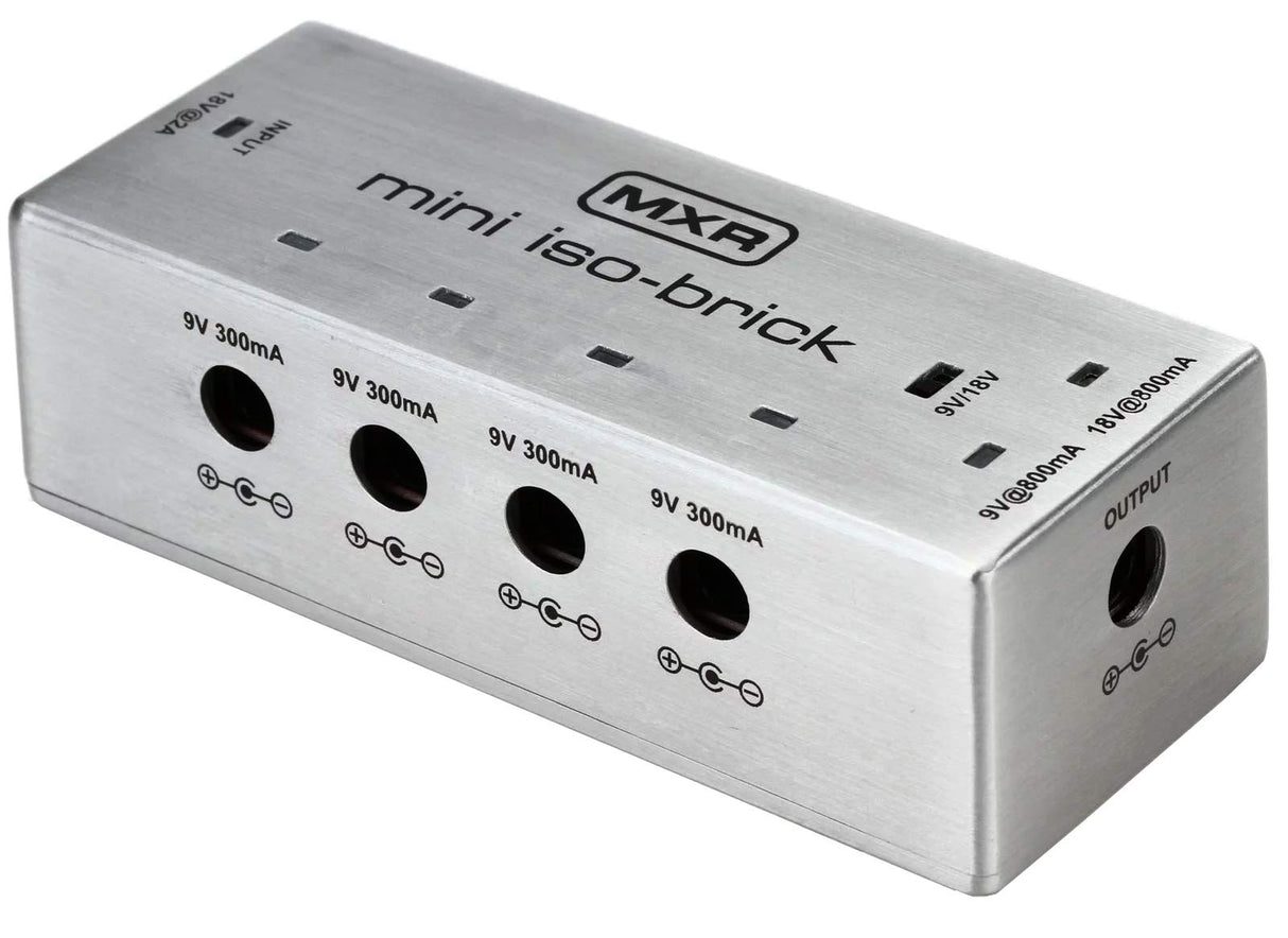 blucoil MXR M239 Mini Iso-Brick Isolated Power Supply for Effects Pedals Bundle 10-FT Straight Instrument Cable (1/4in), 2-Pack of Pedal Patch Cables, and 4-Pack of Celluloid Guitar Picks