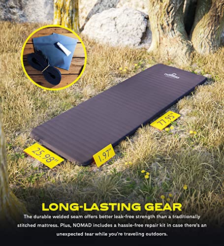 NOMAD Ultimate 5.0 Self Inflating Sleeping Mat - Lightweight Air Mattress with Storage Bag and Repair Kit for Campers, Backpackers, and Travelers (Graphite)