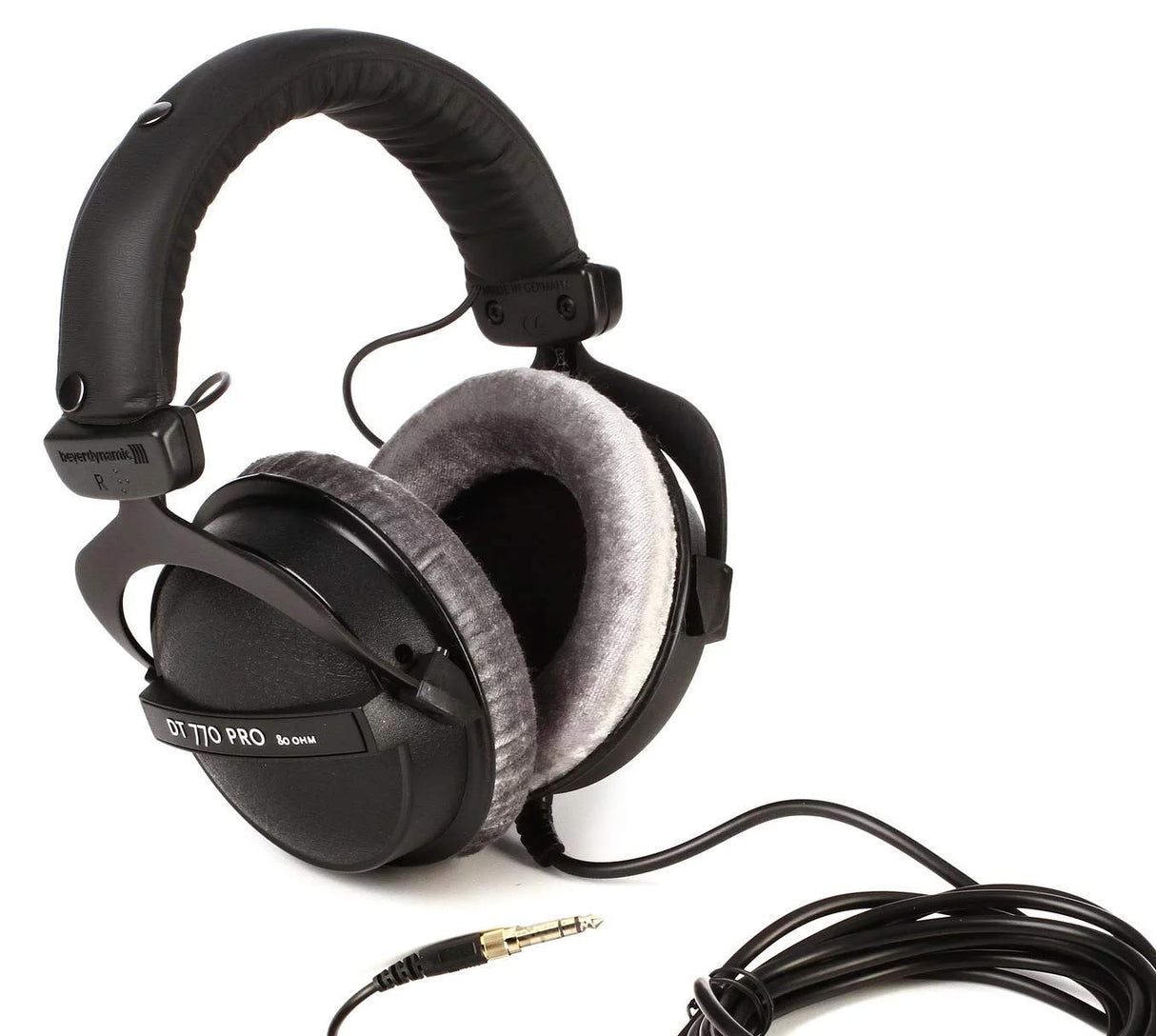 beyerdynamic DT 770 PRO 80 Ohm Closed-Back Studio Mixing Headphones Bundle with Blucoil Aluminum Dual Suspension Headphone Hanger, and Y Splitter for Audio and Mic