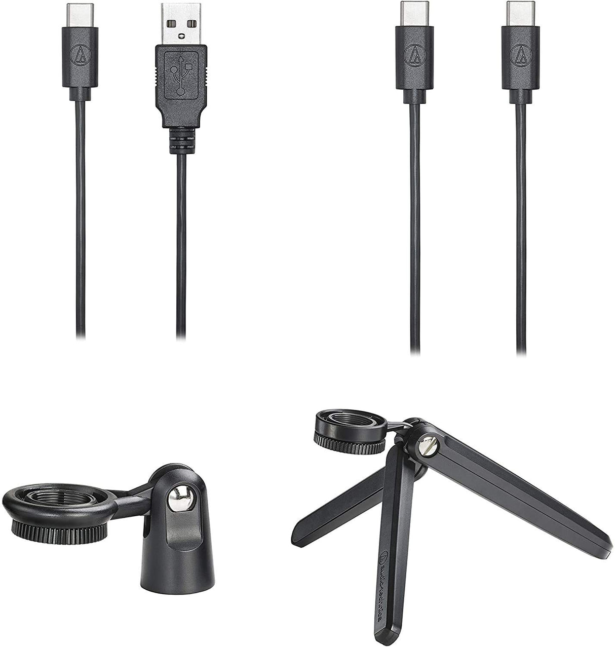 Audio-Technica ATR2500x-USB Cardioid Condenser Microphone (ATR Series) Bundle with Blucoil 4X 12 Acoustic Wedges, 10' XLR Cable, Boom Arm Plus Pop Filter, Headphone Hook, and Samson SR350 Headphones