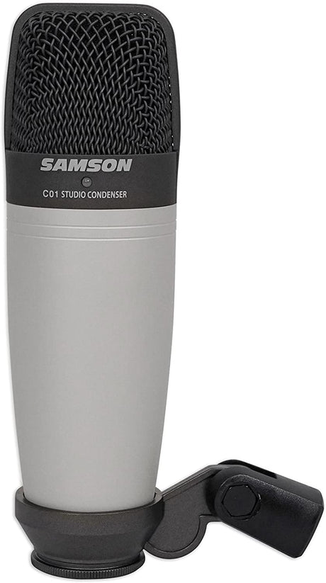 Samson C01 Large-Diaphragm Condenser Microphone for Recording Vocals, Acoustic Instruments, Overhead Drums Bundle with Blucoil Pop Filter Windscreen, 10-FT Balanced XLR Cable, and 5X Cable Ties