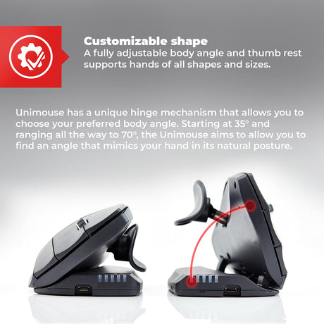 Contour Design Unimouse Mouse Wireless - Wireless Ergonomic Mouse for Laptop and Desktop Computer Use - 2.4GHz Fully Adjustable Mouse - Mac & PC Compatible - (Right-Hand)