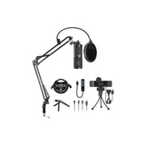 Audio-Technica ATR2500x-USB Cardioid Condenser Microphone (ATR Series) for Windows & Mac Bundle with Blucoil 1080p USB Webcam, Boom Arm Plus Pop Filter, USB-A Mini Hub, and 3' USB Extension Cable