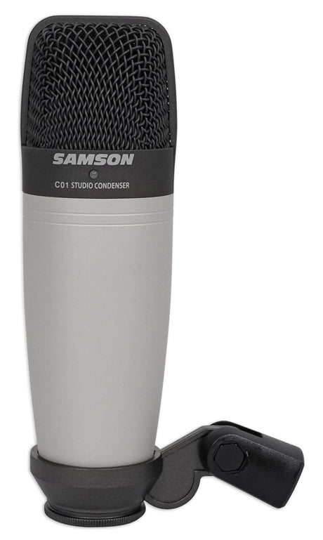 Samson C01 Large-Diaphragm Condenser Microphone for Vocals and Instruments Bundle with Blucoil 4X 12 Acoustic Wedges, 10-FT Balanced XLR Cable, Boom Arm Plus Pop Filter SR350 Headphones