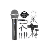 Audio-Technica ATR2100X-USB Cardioid Dynamic Microphone (ATR Series) for Windows & Mac Bundle with Blucoil 1080p USB Webcam, 6" Dimmable Selfie Ring Light, USB-A Mini Hub, and 3' USB Extension Cable