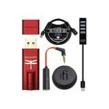 blucoil AudioQuest Dragonfly Red USB DAC/Headphone Amplifier Bundle with iiFi Ear Buddy Audio Attenuator Cable for 3.5mm Headphones & IEMs, USB-A Mini Hub, and 3-FT USB 2.0 Type-A Extension Cable