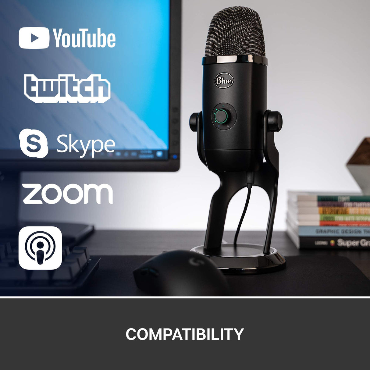 Blue Yeti X Professional Condenser USB Microphone with Blue VO!CE Effects & Sherpa App for Gaming, Streaming & Podcasting on Windows & Mac Bundle with Blucoil Pop Filter Windscreen, and USB-A Mini Hub